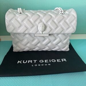 Kurt Geiger London Kensington Drench Leather Convertible Shoulder Bag SNOW WHITE